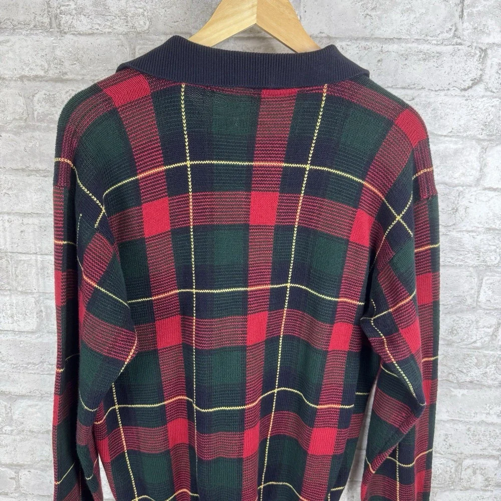 Vintage POLO RALPH LAUREN Scottish Red Tartan Plaid Heritage'Sweater Shield Logo
